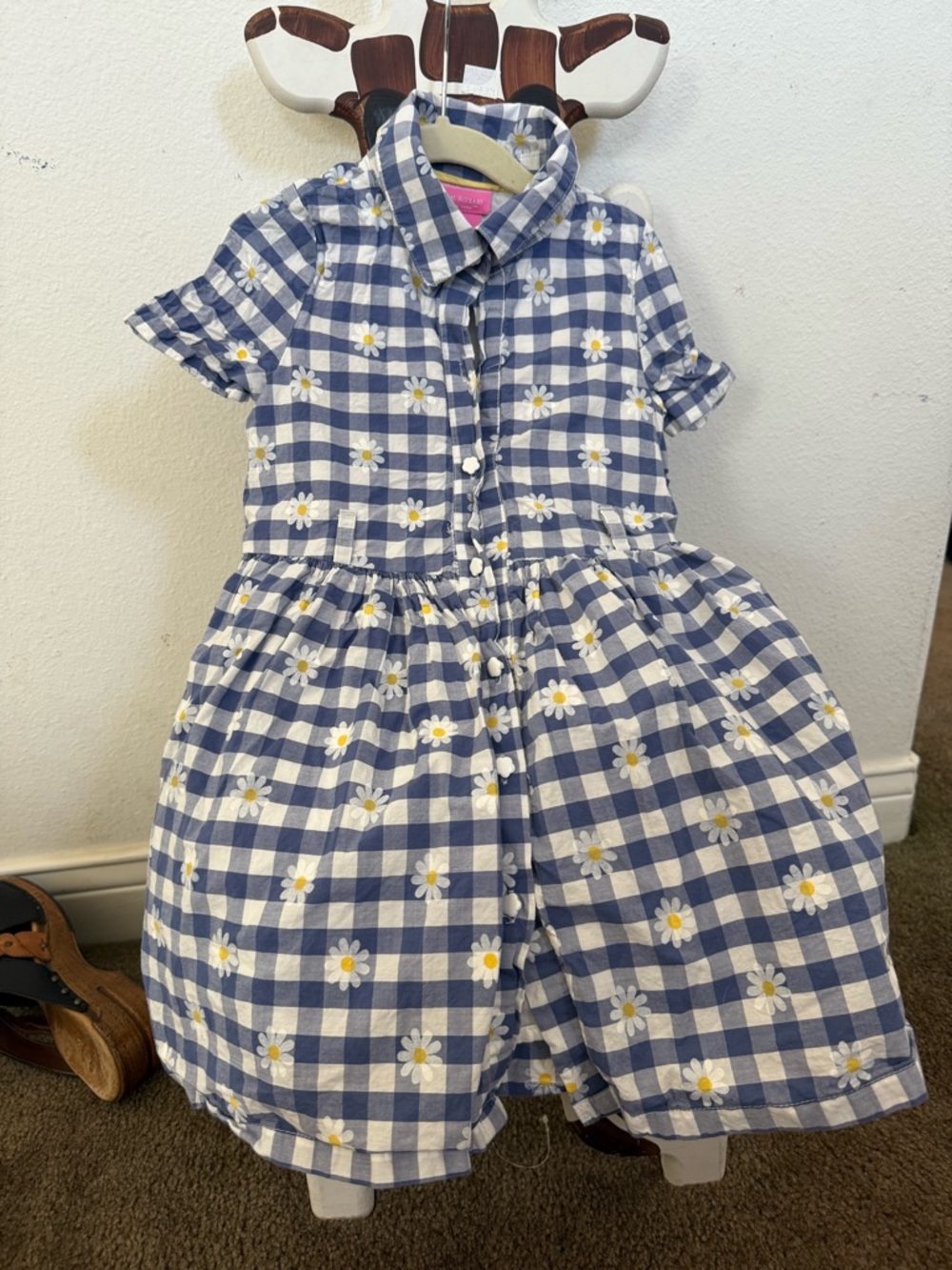 Isaac Mizrahi Blue and White Gingham Daisy Shirt